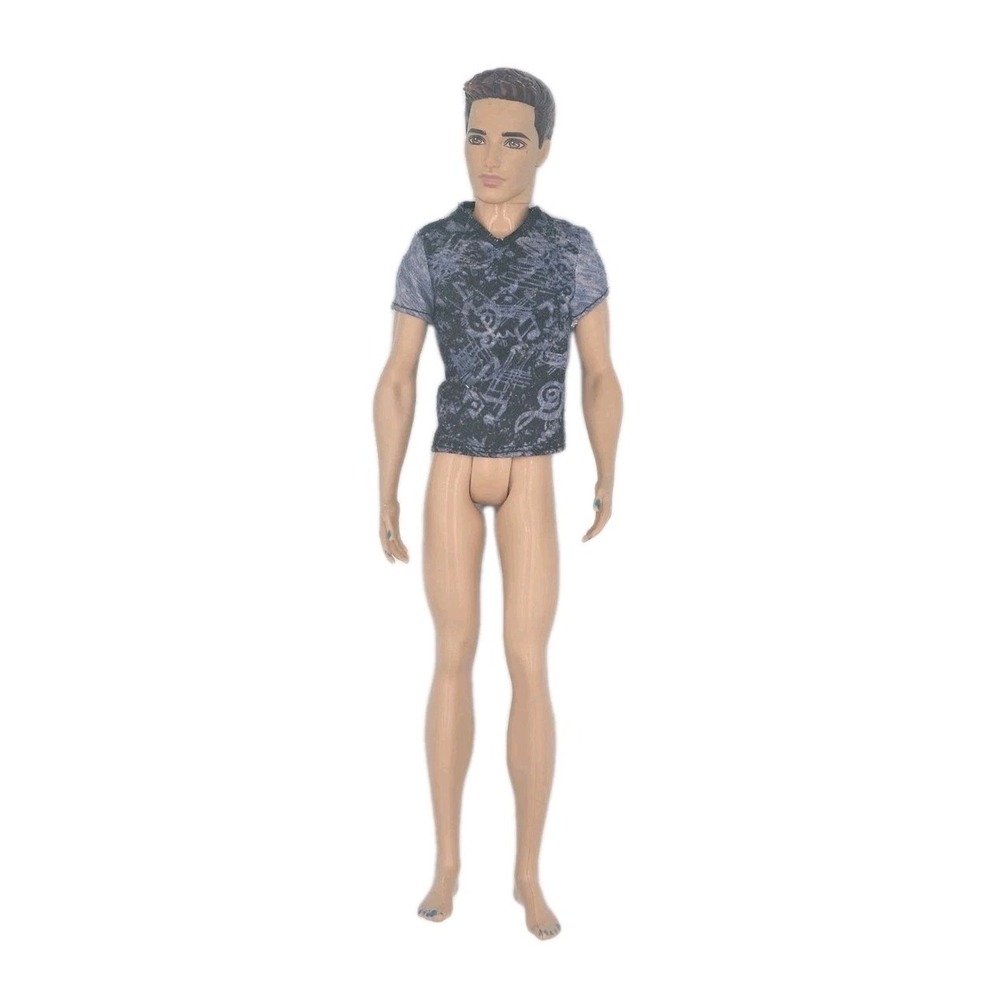 Fashionistas Ken Ryan Barbie Doll Molded Brunette Hair Missing Pants Nail Polish